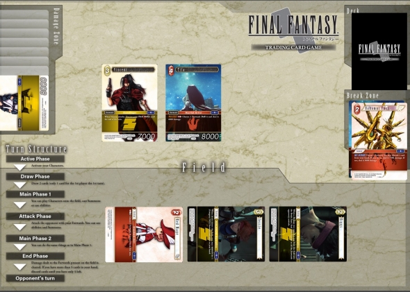 Pohled na herní plochu karetní hry Final Fantasy